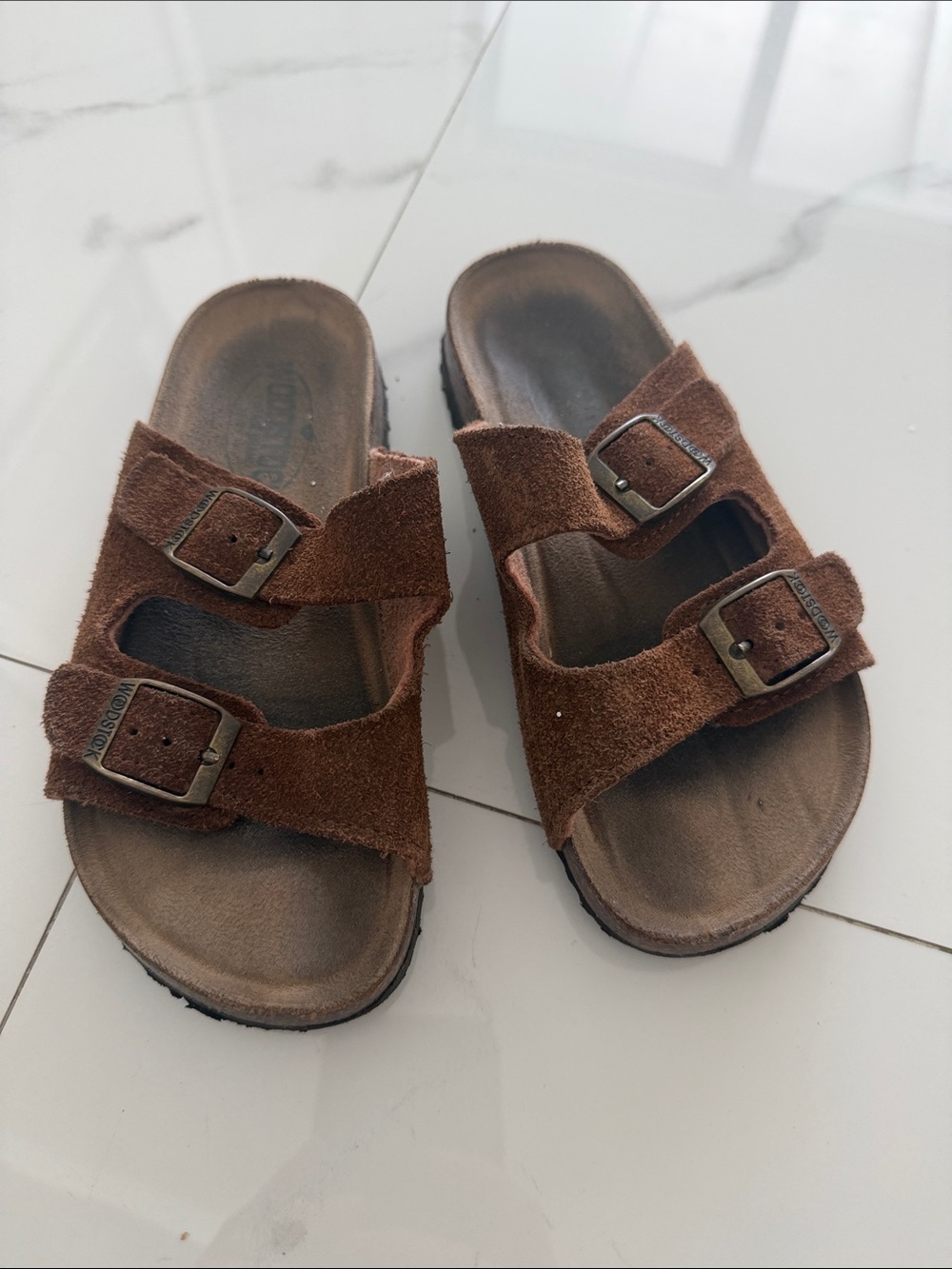 Kids Brown Suede Double-Strap Adjustable Sandals